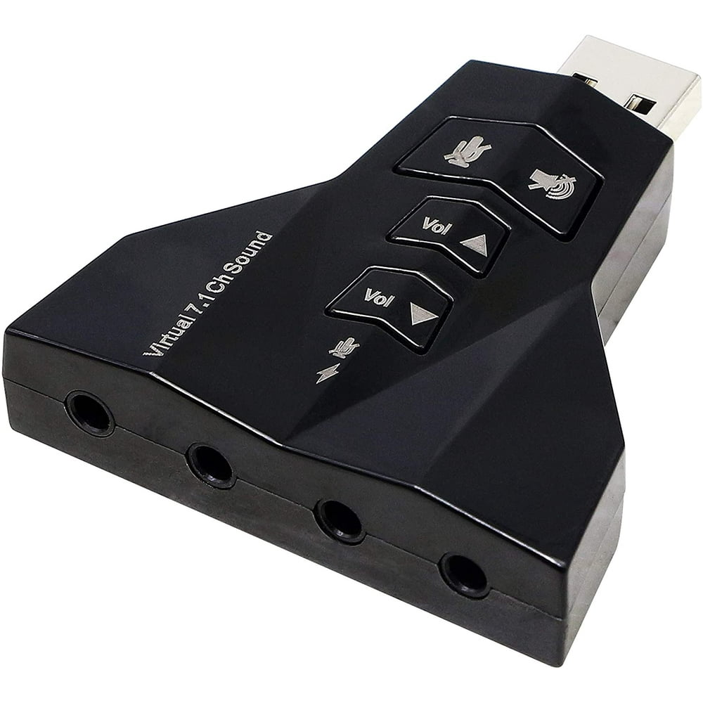 USB to 3.5mm External Sound Card Adapter Virtual 7.1 Channel Dual