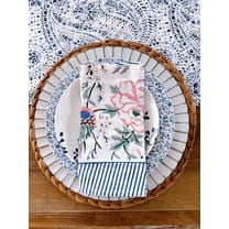 Nirvella Cotton Block Print Cloth Napkins Set of 6 – 20x20in Blue & Pink Floral