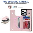 thumbnail image 6 of Crossbody Wallet Case for iPhone 15 Pro with RFID Blocking Card Slot Holder, Magnetic Flip Folio Purse Case, Premium PU Leather Zipper Handbag with Detachable Lanyard Strap, Pink, 6 of 10
