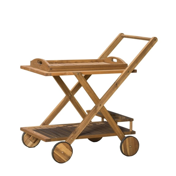 Venice Indoor Wood Bar Cart with Casters