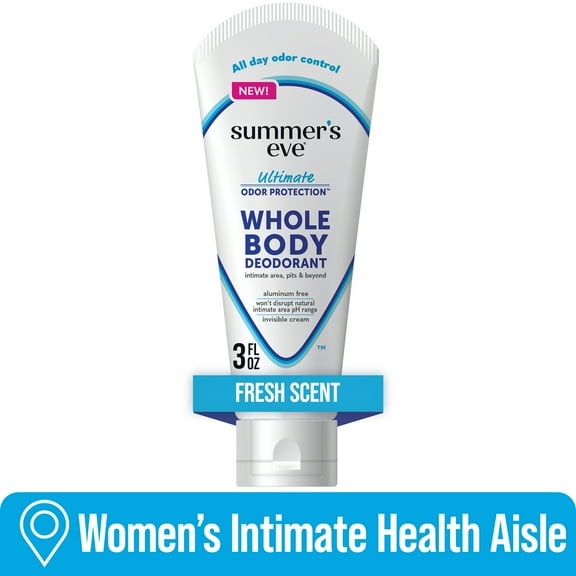 Summer's Eve, Whole Body Deodorant for Women, Ultimate Odor Control, Fresh Scent, 3 Fl Oz