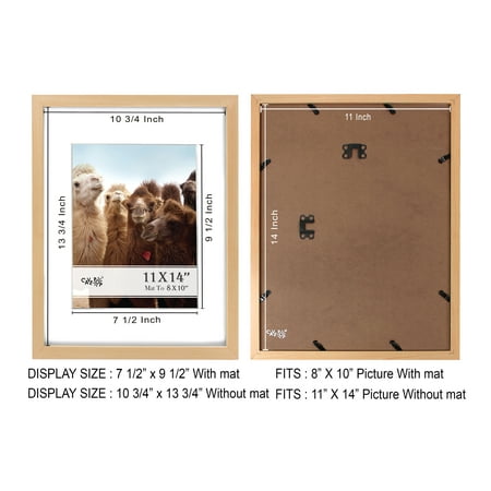 11x14 display natural wood 8x10 mat frames included
