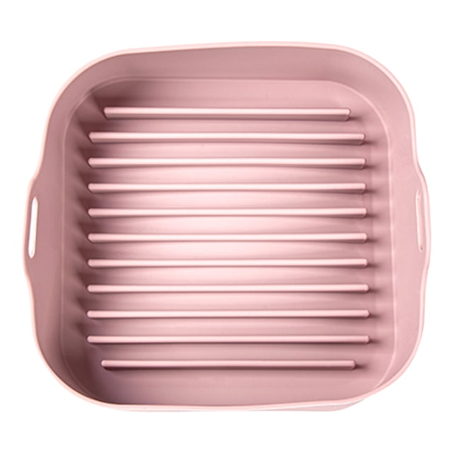 Olla de silicona, freidora de aire, gruesa, para barbacoa, horno, bandeja con calefacción, cesta, molde para hornear resistente al calor, rosa Jumpingount HA004719-02