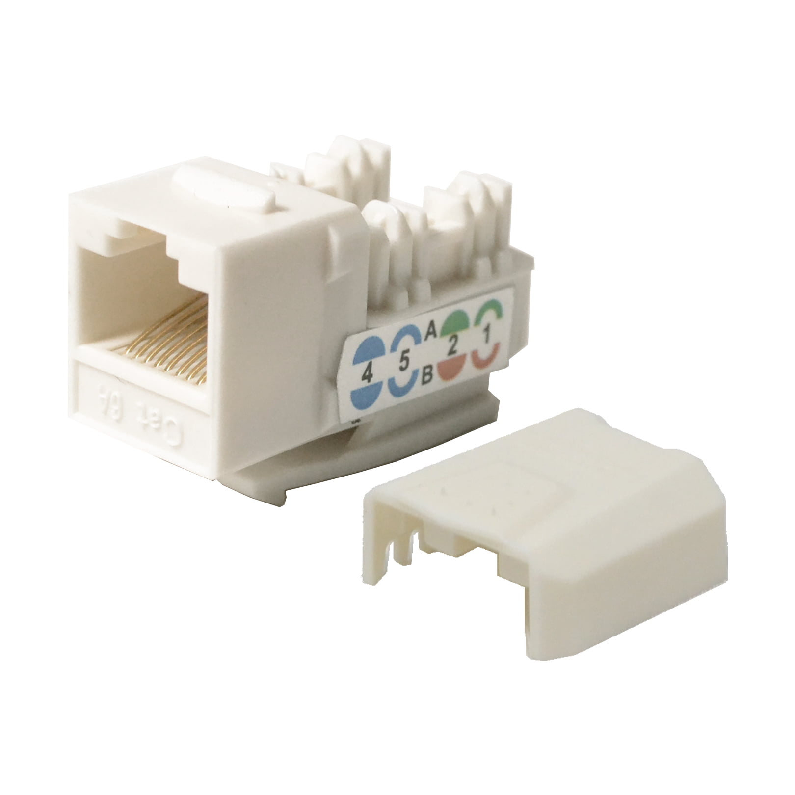 25 Pack Lot White CAT6 Network RJ45 110 Punch Down Keystone Snap-In Jack 