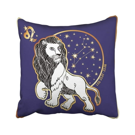 WOPOP One Leo Zodiac Sign Horoscope Lion And Circle With Constellation And Stars Golden Pillowcase 18x18