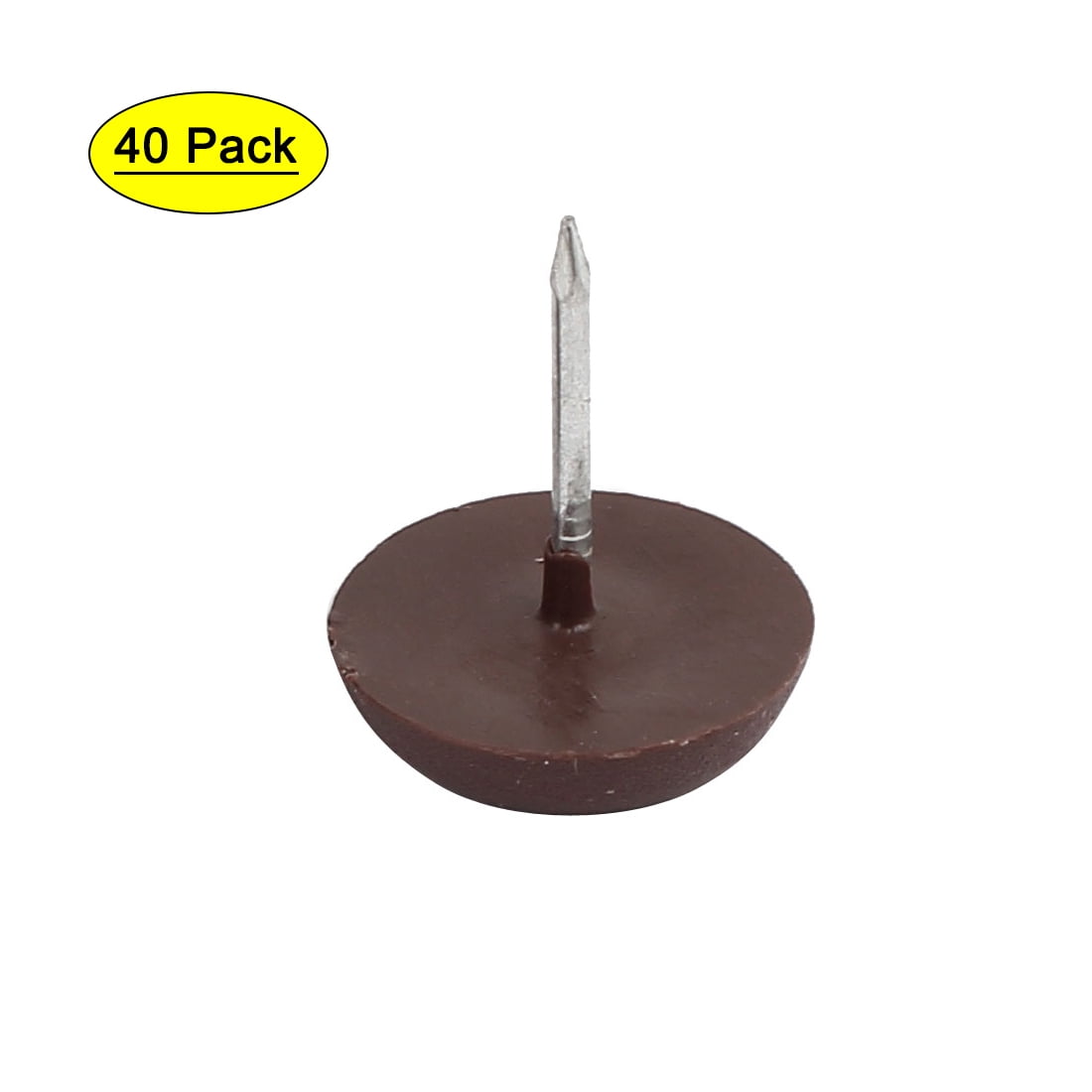 Furniture Chair Foot Leg Round Base Pad Glide Nails Brown 15mmx17mm