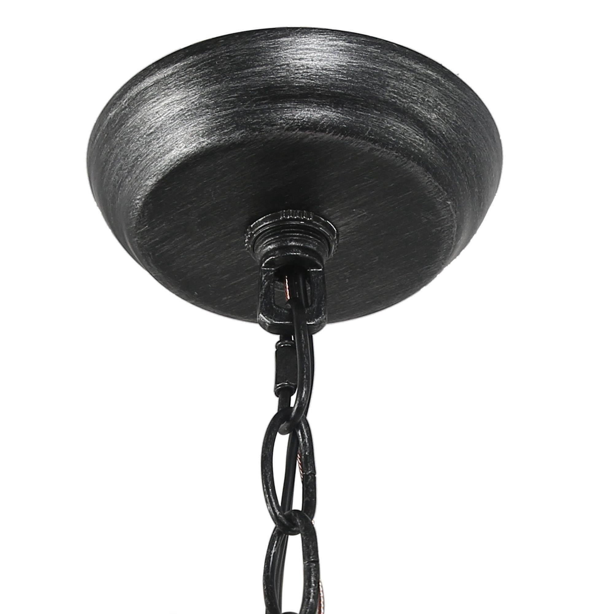LNC 4-Light Grayish White Wood and Rustic Black Farmhouse Empire Chandelier, Orb Candle