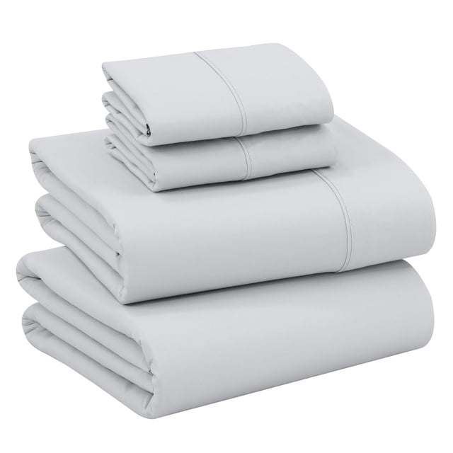 Ruvanti 100% Cotton Sheets - Crispy Cooling Percale Sheets For Queen Size Bed, Breathable & Durable Queen Sheet Set, 16 Inches Deep Pocket Bed Sheets, Quiet Gray, 4 Pieces