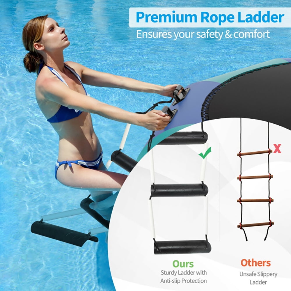 Aimee Lii 15 Feet Inflatable Splash Padded Water Bouncer Trampoline, Outdoor Trampoline for Kids, Blue