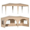 thumbnail image 2 of 10'x20' Heavy Duty Carport Car Pop Up Canopy Garage Outdoor Boat Shelter Party Tent with Sidewalls and Rollable Windows Beige, 2 of 8