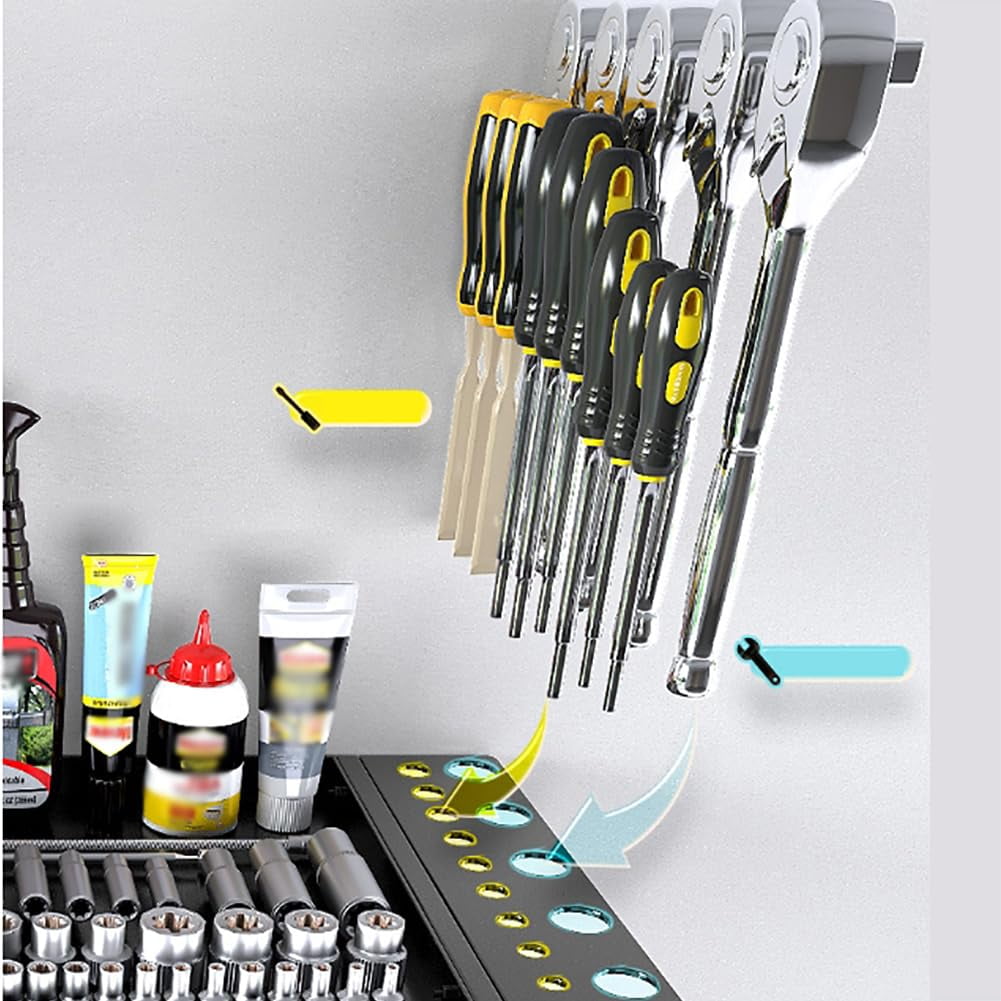 Power Tool Organizer 4 Layer Drill Holders Wall Mount Heavy Duty Metal Organizers and Storage Rack for Garage Organization Tools Shelves with Screwdriver Plier Hammer Holder