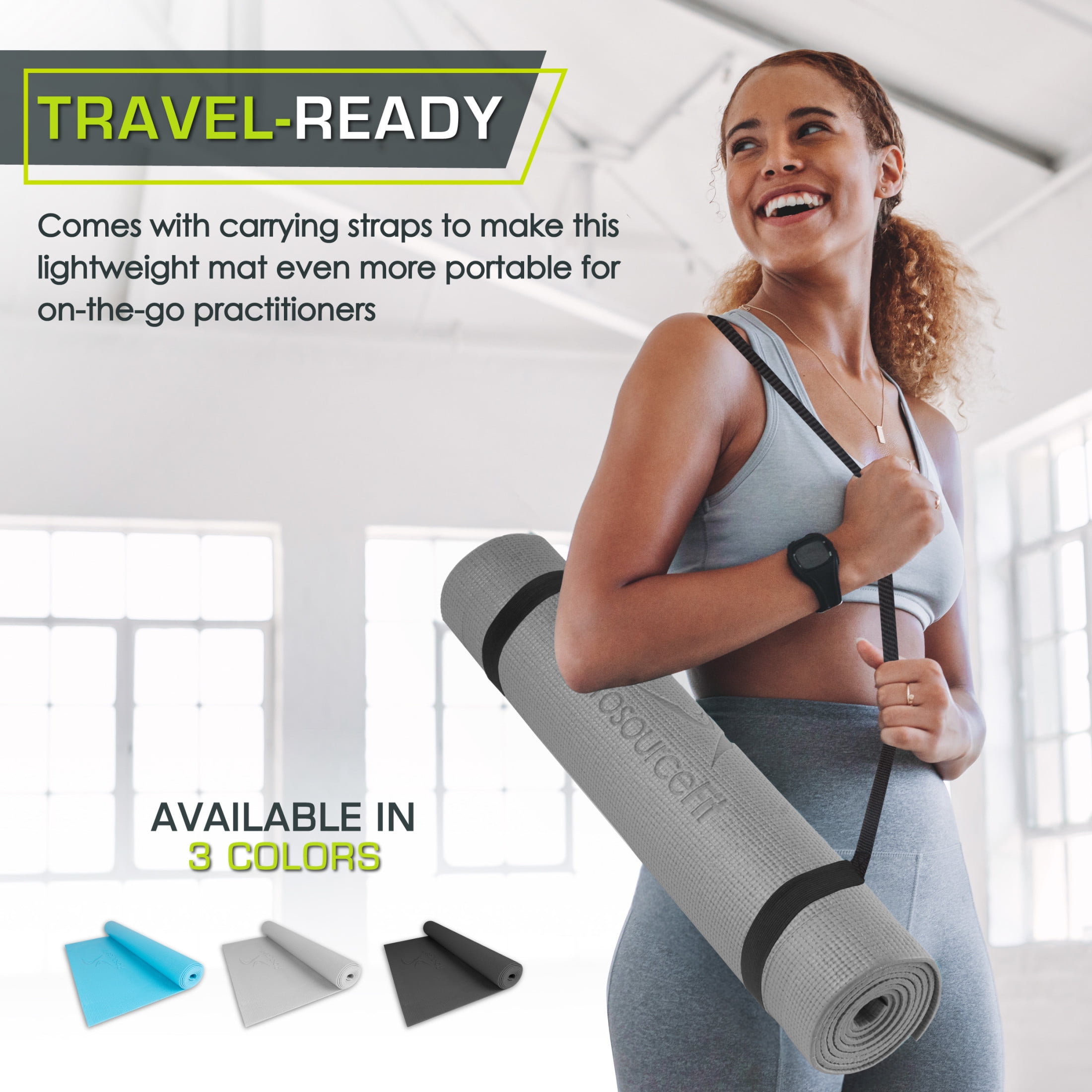 ProsourceFit Classic Yoga Mat 1/8”, 3mm Thick Extra Long 72" for Stability