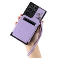 thumbnail image 4 of Compatible with Samsung Galaxy S23 Ultra PU Leather Clasp Flip Zipper Purse Case, with Shoulder Strap Lanyard for Women Credit Card Holder Cell Accessories Phone Cover for Samsung S23 Ultra, Purple, 4 of 9