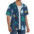 thumbnail image 4 of Xecao offers the Alpaca Astronaut in Space for Men's Casual Short-sleeved Shirt, a button-up collared shirt with a pocket, perfect for beach vacations and yacht travel in the Small size., 4 of 7