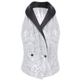 thumbnail image 3 of Zaldita Women's Sequins Blazer Vest Sleeveless Sparkle Jacket Waistcoat Halter Neck Vest for Cocktail Party Silver L, 3 of 7