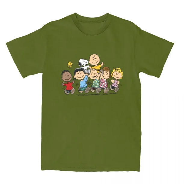 Camiseta de algodón puro con personajes de cómic de Peanuts para hombre y mujer, divertida, con Snoopy, Charlie Brown, Linus y Lucy, ropa