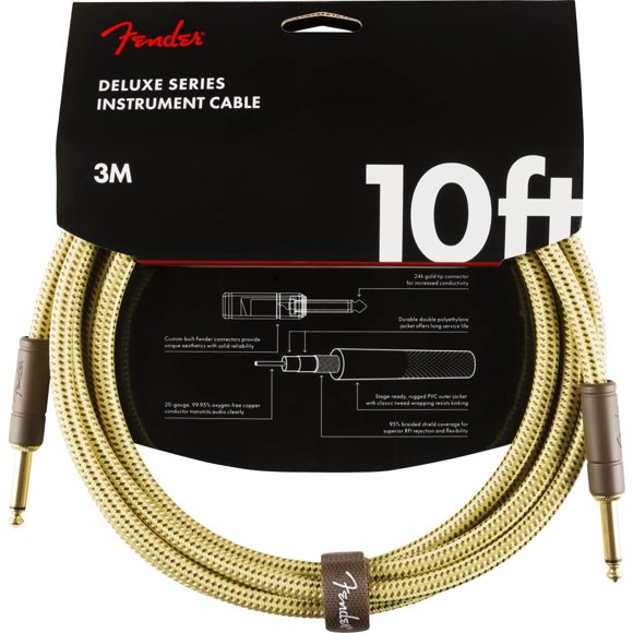 Fender 10-Foot Deluxe Instrument Cable, Straight-Straight - Tweed