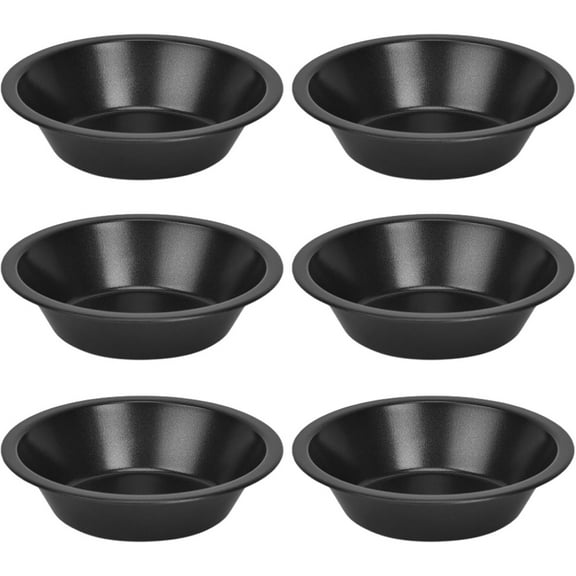 5In Small Pie Pan,Set of 6 Durable Non-Stick Pie Plate for Cakes,Reusable Black Deep Dish Plate for Home,Party,Weeding,School