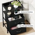 thumbnail image 6 of Eunos Black Small Nightstand with Charging Station, 2 Fabric Drawer Dresser for Bedroom with LED and Handle, 6 of 8