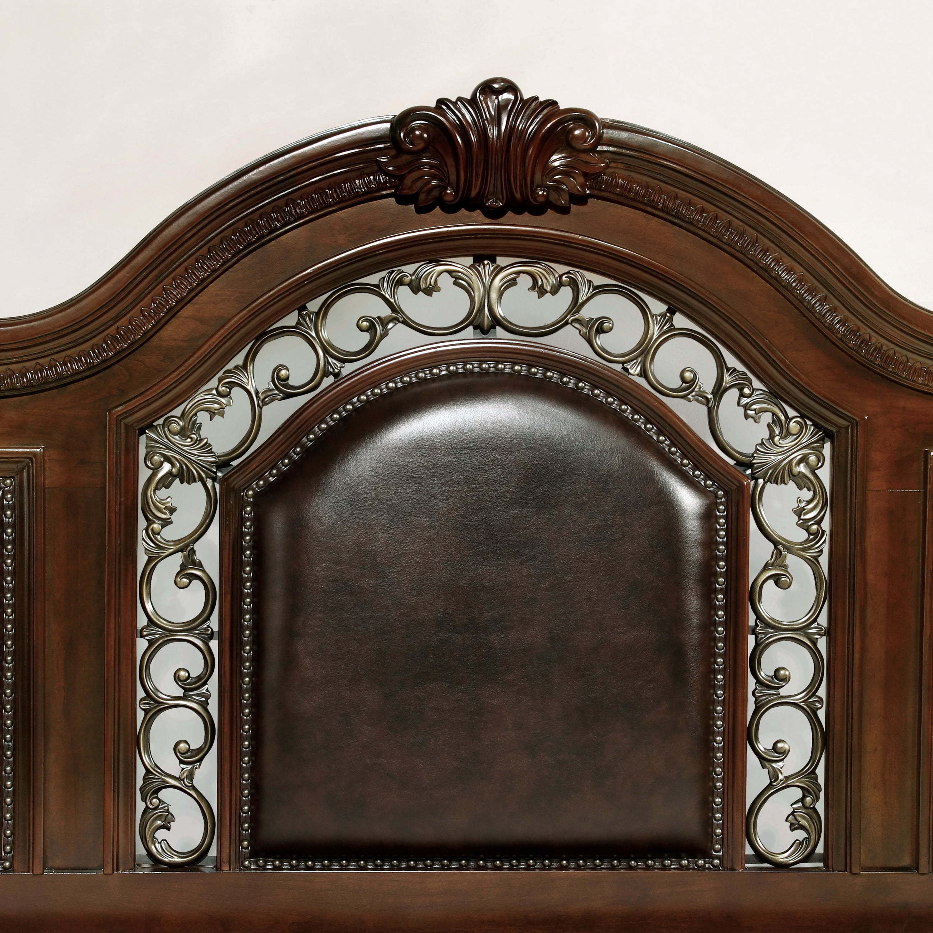 Furniture of America Balissta Panel Bed, Queen, Brown Cherry