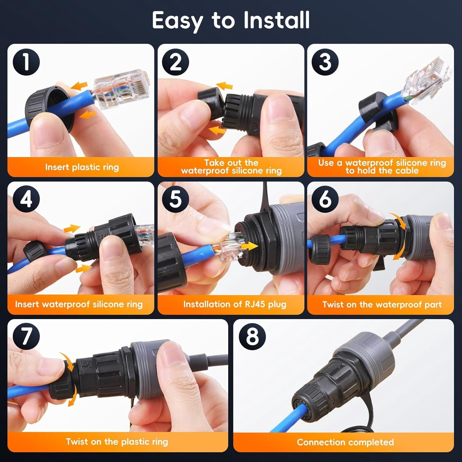 Starlink Gen 2 Ethernet Extension Cable – 0.5M CAT5E FTP Shielded, Waterproof IP68 RJ45 Connectors, 1Gbps High-Speed Wired Network Adapter
