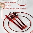 thumbnail image 4 of 600PCS Red Disposable Plates, Heavy Duty Plastic Dinnerware Set for 100 Guests Includes 100 Dinner & Dessert Plates, Cups, Spoons, Forks, and Knives, Perfect for Parties, Weddings,and Daily Use, 4 of 12