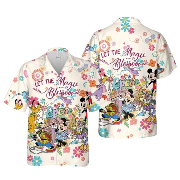 Disney Daisy Duck Hawaiian Shirt, Cartoon Tropical Button Up Shirt, Summer Vacation Aloha Shirt