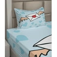 thumbnail image 3 of Ambesonne Cartoon Fitted & Top Sheet Set with Sham, Heart Seal Love, Pale Blue Vermilion, 3 of 5