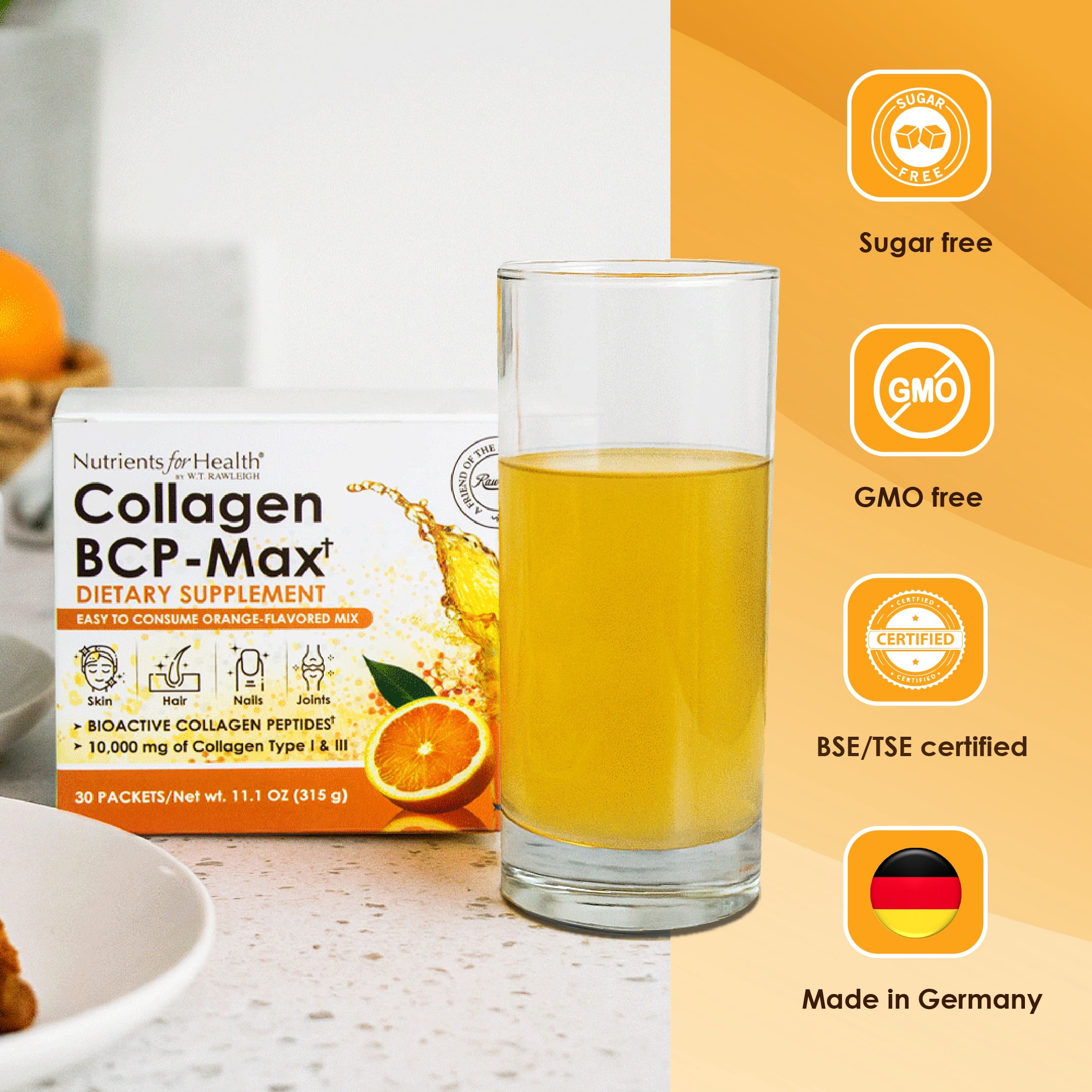 Rawleigh BCP-Max Bioactive Collagen Peptide Sachets for Skin & Joint Care, 30 Count