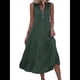 thumbnail image 1 of Vestido Informal para Mujer, Sin Mangas, Cuello en V, Botones, para Playa, con Volantes Escalonados, Falda , Vestidos Midi. Verde S, 1 of 9
