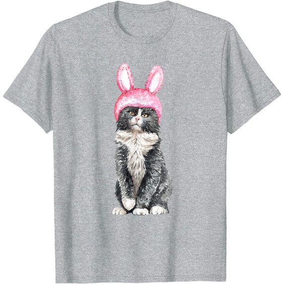 Cute Kitty Cat with Easter Bunny Ears Hat for Men Women Kids T-Shirt