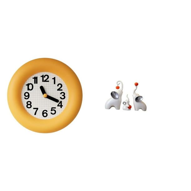 Reloj De Madera Silencioso Contemporáneo Y Figuras De Una Familia De Elefantes Para Decoración De Cocina, Comedor, Dormitorio, Sala De Estar Y Escritorio. Estatuas De Animales.