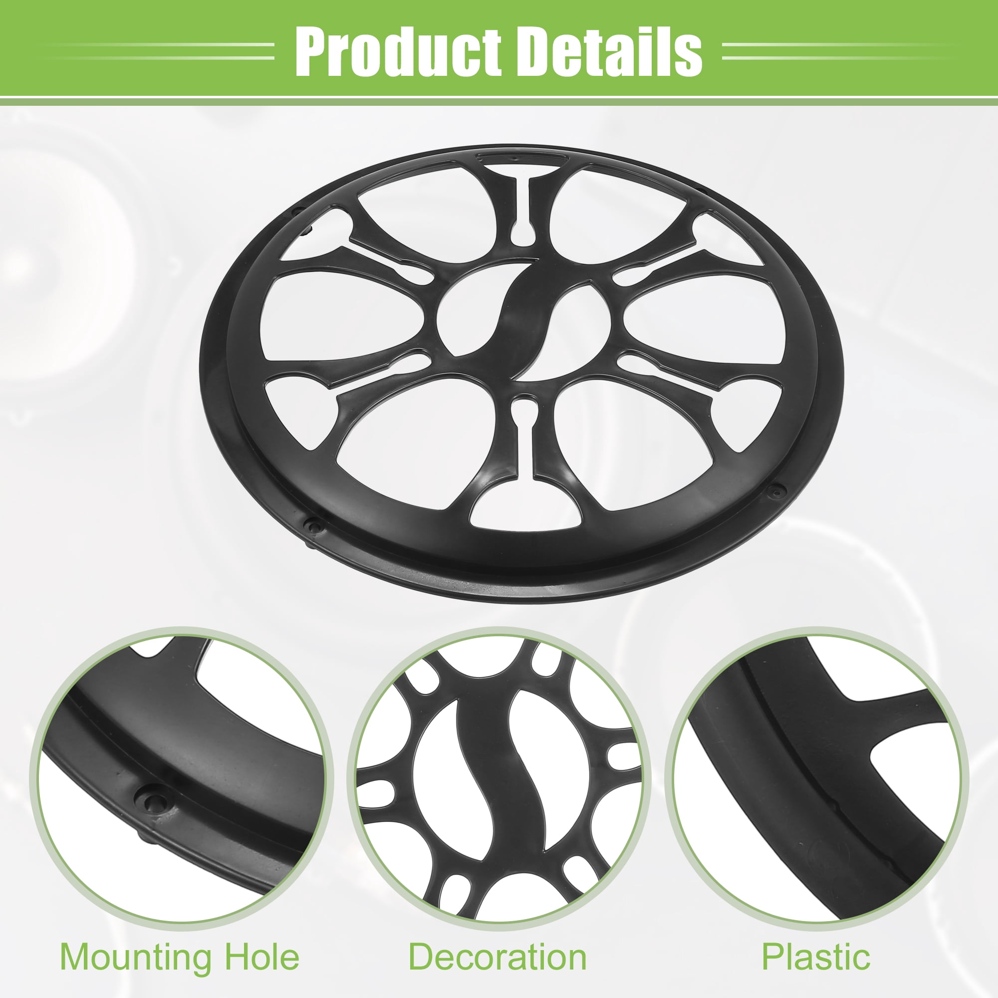 Unique Bargains Car Speaker Grills Cover with Mounting Screws ABS - Pack of 2 Black 10"