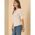 thumbnail image 4 of Unique Bargains Women's Layered Elbow Sleeve Ruffled Tie-Neck Blouse L Ivory, 4 of 6