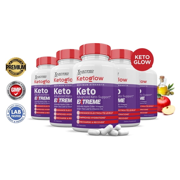 (5 Pack) Keto Glow ACV Extreme Pills 1675mg Alternative to Gummies Dietary Supplement 300 Capsules