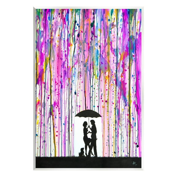 Bold Purple Rainfall Family Silhouette Abstract Graphic Art Unframed Art Print Wall Art