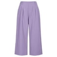 thumbnail image 4 of tarylea Womens Capri Pants Wide Leg Elastic Waist Business Casual Capris Loose Work Cropped Lounge Trousers with Pockets, 4 of 7