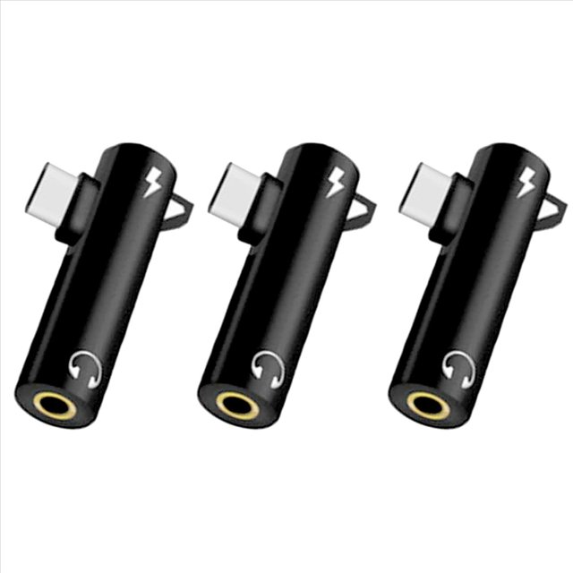 3X Adaptador de Audio Tipo C Gancho Llamada MúSica Carga Convertidor de Auriculares de Orificio Redondo 2 en 1 de 3,5 mm