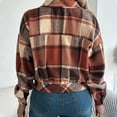thumbnail image 5 of JYnXIANTI Womens Fashion Cropped Jackets Lightweight Fashion Plaid Shacket Casual Button down Long Sleeve Outwear, 5 of 5