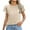 Beige, variant on Women's Pleated Top, Casual Short Sleeve Crew Neck Shirt, Solid Color Summer Blouse in Nylon Spandex, Lightweight and Soft Fabric