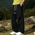 thumbnail image 2 of ZVAVZ Wide Leg Parachute Pants for Men Y2k Baggy Track Pants Fashion Outdoor Sports Pants with Zipper Pockets Black L, 2 of 10