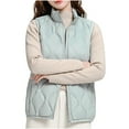thumbnail image 2 of gbyLJF Women's Sleeveless Jacket Lightweight Quilted Full Zipper Jacket Casual Stand-up Collar Sleeveless Coat Winter Outwear, 2 of 5