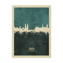 Trademark Fine Art 'Zurich Switzerland Skyline Teal' Canvas Art by Michael Tompsett