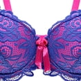 thumbnail image 6 of GEWSEY Women's Push Up Bra Lightly Lined Sexy Floral Embroidery Lace Supportive Bowkont Bras (Blue, 36B), 6 of 7