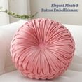 thumbnail image 3 of Velvet 15-Inch Round Decorative Pillow for Couch Decor (Pink), 3 of 7