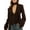 Brown, variant on Women'S Long-Sleeved Suit Jacket, Solid Color V-Neck Scarf Slim Fit with Padded Shoulders Brown L