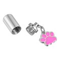 thumbnail image 2 of Anavia Dog Paw Print Cylinder Pet Cremation Jewelry Memorial Necklace Ash Urn Silver Pink with Gift Box, 2 of 5