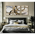 thumbnail image 2 of Black and Gold Canvas Wall Art Modern Abstract Art Wall Decor Black Gold Line Painting Pictures Minimalist line Poster Prints for Living Room Bedroom Office Home Decoration Unframed, 2 of 6