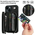 thumbnail image 3 of ELEHOLD for iPhone 15 Zipper Wallet Case with Hand& Shoulder Strap,Detachable RFID Blocking Card Slots PU Leather Stand Shockproof Protective Phone Cover for iPhone 15,Black, 3 of 10