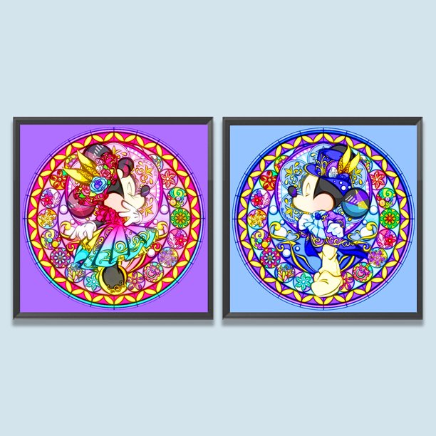Pintura de diamante 5D DIY Juego de brocas redondas completas Mickey y Minnie Home Decor 2pcs JShteea El nuevo
